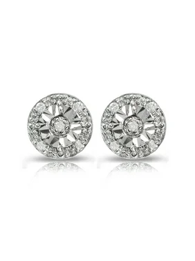 Sterling Silver .10ct Diamond Miracle-Set Round Stud Earrings